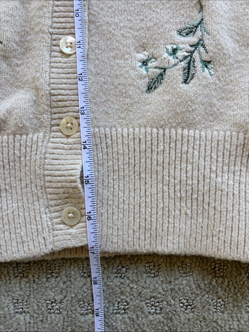 Aerie Cream Embroidered Button-Front Women's Sweater Cardigan - Picture 12 of 14